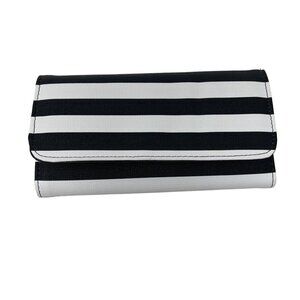 Kut From The Kloth Womens Black & White Striped Wallet Trifold Card Slots
